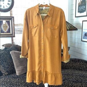 Pilcro Rust Color Dress with Ruffled Hemline